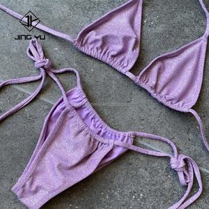 Traje de Baño Bikini Brillante Metálico Personalizado, Tejido Brillante Lurex, Bikinis Sexys 2024 - Product Image 4
