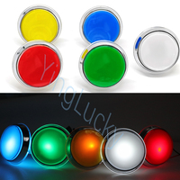 NOUVEAU Bouton poussoir plat électroplaqué 60 mm avec fente pour monnaie et ampoule LED pour borne d'arcade et centre de jeux en plastique