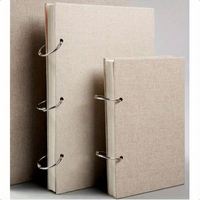 Carnet de croquis rétro en lin uni, couverture en lin, 160 g/m², épais, rechargeable, à feuilles mobiles