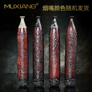 MUXIANG Wood Cigarette Pipe Briar Straight Type Hand Carved Tobacco Pipe Men's 3mm Filter - Product Image 5