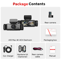 Caméra embarquée 4K avant/arrière 360 degrés 4 canaux avec WiFi et GPS pour voiture