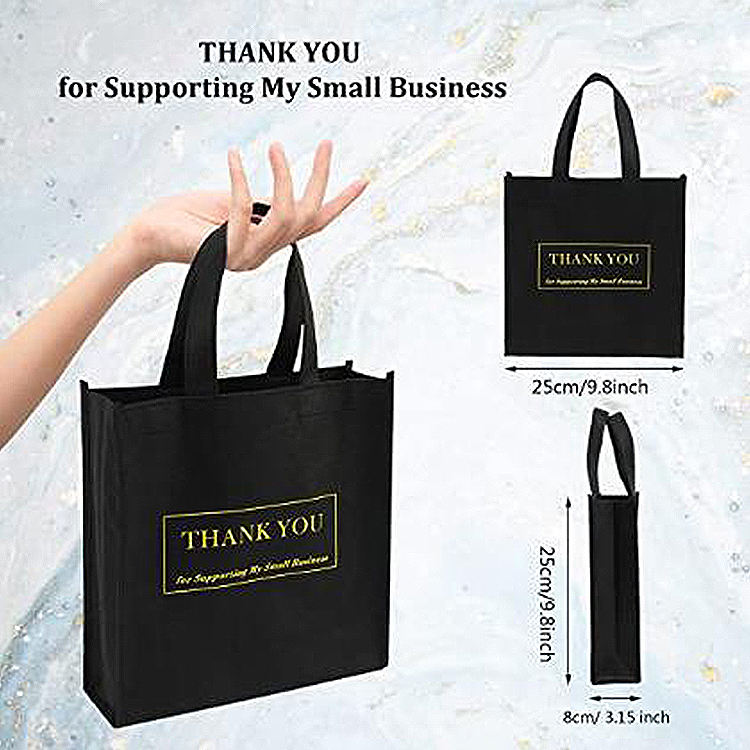 Custom printed recyclable large non-woven shopping bag with thank you