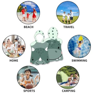 Capa de playa con capucha para niños, sin mangas, de microfibra de secado rápido, toalla de natación de 80x80cm para niños, para uso en exteriores en verano. - Product Image 4