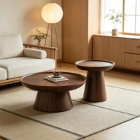 Table basse et table d'appoint rondes en noyer moderne, vente en gros OEM/ODM pour usage commercial de luxe, finition bois personnalisable