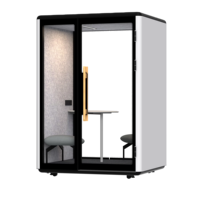 Cabine de réunion insonorisée moderne pour 2 personnes, structure en alliage d'aluminium, réduction du bruit de 28 dB, cabine privée portable