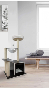 Fabricant en gros de grattoir d'<span class=keywords><strong>arbre</strong></span> à <span class=keywords><strong>chat</strong></span> noir et blanc de luxe avec capsule spatiale - Product Image 6