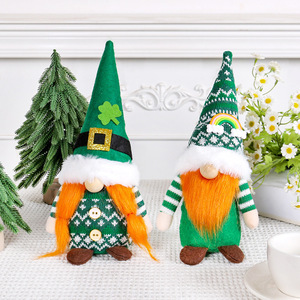 DAMAI Poupée en peluche Gnome sans visage Arc-en-ciel Trèfle porte-bonheur Leprechaun Tomte Elfe pour la Saint-Patrick, Décoration d'étagère pour Fête et Festival - Product Image 1