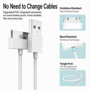 Câble de synchronisation et de charge USB JETech avec gaine tressée en nylon et matériau TPE pour <span class=keywords><strong>iPhone</strong></span> <span class=keywords><strong>3G</strong></span>/4/4s/iPad 1/2/3 (3,3 pieds, blanc) - Product Image 1