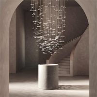 Lustre en verre de haute qualité ANNO, lustre long pour escalier d'hôtel