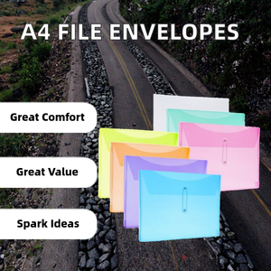 A4 thư Kích thước PVC tập tin thư mục nút chuỗi Tie đóng cửa 1-1/4 "Mở rộng rõ ràng nhựa Poly phong bì cho nhà sử dụng văn phòng - Product Image 3