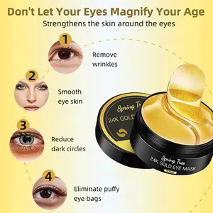 Oem Odm Beelden Eye Huidverzorging Verwijderen Donkere Kringen Voedende Hydraterende Kruid Zeewier Zwarte Parel 24K Gold Eye Mask