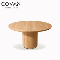 Table à manger ronde en teck durable pour l'extérieur, idéale pour les hôtels, les villas, les cours et les jardins