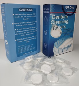 OEM Comprimés de nettoyage effervescents pour prothèses dentaires Comprimés de nettoyage des dents Enlever les taches Comprimés de nettoyage de retenue - Product Image 1