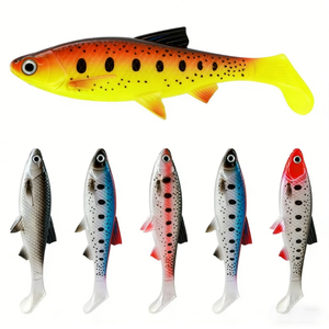 Leurre souple de pêche TGD Best 38g, grand leurre nageur en plastique, wobblers, queue en T, yeux de poisson 3D, pour la pêche en bateau, la capture du <span class=keywords><strong>saumon</strong></span> et du bar - Product Image 1