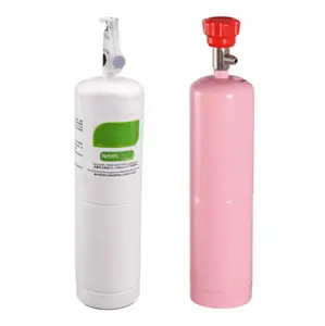 Small Portable 1000g Carbon Steel Gas Cylinders R134a Cryogen With Red Switch Valve