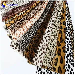 Tecido de veludo com estampa de leopardo tricot escovado 100% poliéster personalizado para brinquedo ou vestuário