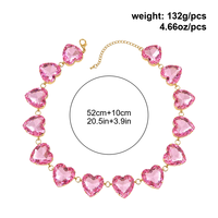 Grand collier cœur en cristal rose AB 27 mm, élégant et simple, avec cristaux multicolores, pour défilé de mode, pour femme