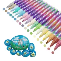 Macaron canetas para pintura em acrílica, canetas à prova de vazamento para pintura em pedras, 24 cores