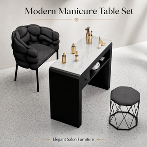 Mesa de Manicura con Superficie de Mármol y Cajones de Almacenamiento para Salón de Belleza - Product Image 1