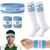 Ensemble d'articles de sport patriotiques avec logo personnalisé et drapeau national : Bandeau, bracelets, chaussettes et bandeau anti-transpiration pour le soutien des supporters et les cadeaux d'événements sportifs