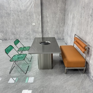 <span class=keywords><strong>Table</strong></span> <span class=keywords><strong>de</strong></span> marmite en acier inoxydable <span class=keywords><strong>de</strong></span> style industriel, la boîte peut être utilisée pour placer une cuisinière à induction et une cuisinière portable au butane. - Product Image 4