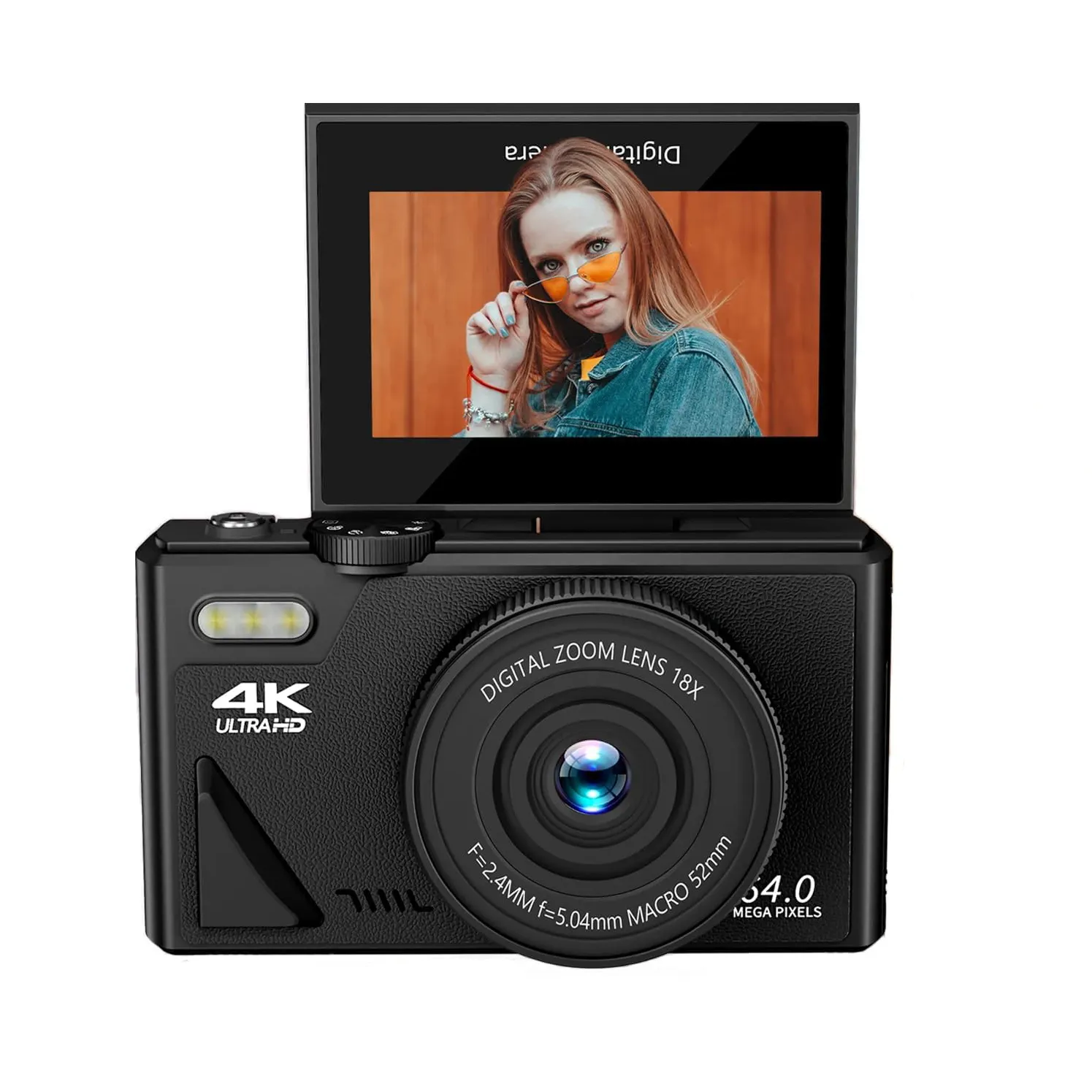 3.0 pollici 180 grado Flip Screen 18X Zoom digitale 4K 64MP fotocamera digitale WIFI per la fotografia, Vlogging, Live Streaming