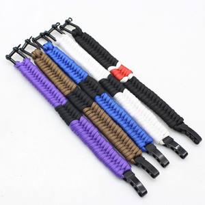 Anthrive, venta al por mayor, grillete ajustable de aleación negra, pulsera de supervivencia hecha a mano en forma de U, pulsera de supervivencia de Paracord con botón de Metal - Product Image 5