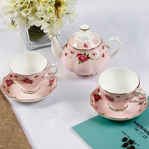 Juego de Té y Café de Porcelana China con Borde Dorado, Estilo Europeo de Lujo, Ecológico, para el Té de la Tarde - Product Image 2