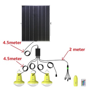 Năng lượng mặt trời chiếu sáng nhà Kit <span class=keywords><strong>LED</strong></span> nguồn ánh sáng ABS Đèn cơ thể IP65 đánh giá điều khiển từ xa điện thoại di động sạc cho vườn nhà cắm trại - Product Image 1