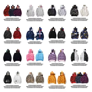 Sudadera <span class=keywords><strong>con</strong></span> capucha de algodón de ajuste holgado <span class=keywords><strong>con</strong></span> estampado clásico de camuflaje y cabeza de tiburón, chaqueta abierta <span class=keywords><strong>con</strong></span> cremallera y bordado, venta al por mayor ODM <span class=keywords><strong>para</strong></span> otoño - Product Image 2