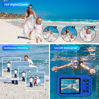 Kamera bawah air untuk Snorkeling, kamera Retro Vintage 4K 64MP HD tahan air dengan IP68 5M tahan air fokus otomatis 16X Zoom Digital 16X