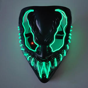 Máscara aterradora LED de Halloween PVC Dark Evil Glowing Eyes Cool Neon Glow para Purge Costume Party Cosplay Carnival - Product Image 1