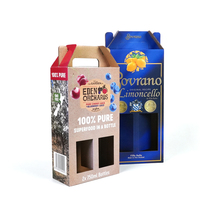 Caja de Cartón Corrugado Personalizada para Vino, Paquete de 2/3/6 Botellas, Caja de Embalaje para Jugos, Bebidas y Café con Asa