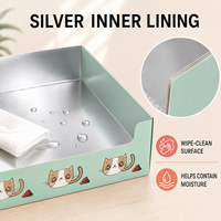 Bac à litière pliable jetable pour chat, avec revêtement argenté, portable, en carton, pour voyage, deux tailles, vente en gros