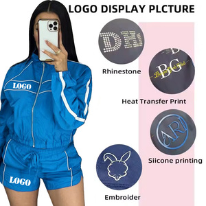 Giacca a vento con cerniera <span class=keywords><strong>di</strong></span> alta qualità con Logo personalizzato 2025 da donna e pantaloncini da ginnastica Set da allenamento nuovo <span class=keywords><strong>abbigliamento</strong></span> personalizzabile - Product Image 5