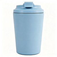 Mug à café en plastique à double paroi sous vide de 12 oz avec couvercle rabattable scellé, portable pour la voiture et le bureau, design classique pour la rentrée scolaire