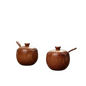 Recipiente de Madera para Almacenamiento de Alimentos con Tapa Hermética para Granos de Café, Té y Azúcar, Logotipo Personalizado, 250 ml, Clásico, Ecológico, Reutilizable, Fabricante de Artículos de Cocina - Product Image 1