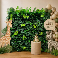 MoKtong Toile de fond murale 8x8 pi 5D avec feuillage tropical réaliste et fleurs en soie pour la décoration de fêtes estivales