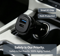 Cargador de Coche USB de 65W con Carga Rápida PD para Teléfono, Adaptador de Corriente para Coche, USB para Cámara de Coche, Cargador de Coche de Doble Puerto