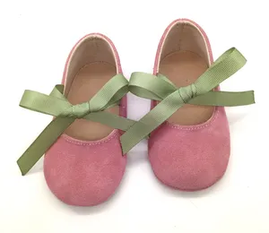 Bambina della principessa lace up cuoio genuino del bambino appena nato scarpe di balletto