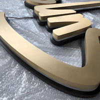 Personnalisé Grand Canal LED 3D Lettre Signe Métal Doré Extérieur Rétro-Éclairé Acrylique Bâtiment Lumineux Logos et Chiffres