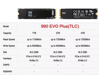 SSD 990Pro 1TB NVMe PCIe 4.0 Kecepatan Baca 7450MB/s M.2 2280 Solid State Drive untuk PS5 Laptop Komputer Gaming Kelas Atas