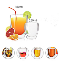 Clair créatif Cadeau borosilicate Isolé gobelet expresso tasses en verre à double paroi fabricants verres à Bière pour Noël