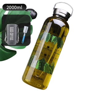 Bouteille d'eau en verre à large ouverture Hodeang 301-400 ml, anti-fuite, pour boissons chaudes/froides, design minimaliste, poignée intégrée, utilisation en extérieur - Product Image 1