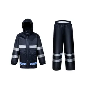 Imperméable respirant durable vêtements de pluie vélo moto équitation combinaison de pluie avec bande réfléchissante hi vi