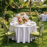Nappe ronde moderne tissée pour banquet de mariage, en tissu jacquard blanc, pour décoration d'événements en extérieur