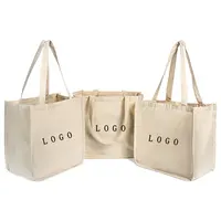 Sacola de sacola de algodão natural, logotipo personalizado, estampada, eco-amigável, de alta qualidade, com bolso