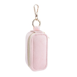 Custom Logo Modern Velvet Rectangle Square Small Travel Jewelry <b>Storage</b> Box Printed Zipper Closure <b>Ring</b> Earring Necklace Leather - Product Image 5