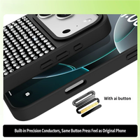 Étui noir scintillant maximaliste pour iPhone 16 Pro Max, coque PC de luxe incrustée de strass, boîtier PC noir résistant à la décoloration