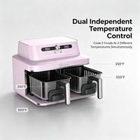 Freidora de Aire Anbolife de 8L con Doble Recipiente de Vidrio, 4L+4L, Zonas Dobles Independientes, Pantalla Táctil Digital, Cesta de Vidrio Visible, OEM ODM